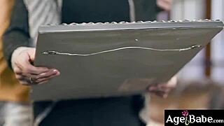 Wow, this milf is gagging on young 18+ meat, making it wet for her pussy pounding 🔥