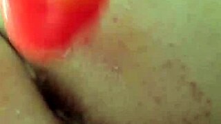 I love how this fat brunette toys her ass with rainbow dildo for gaping creampie