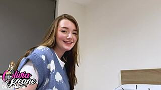 Curvy British Teen In Cosplay Uniform Gives Oily Handjob To Chubby Slut With Cum Covered Tits And Orgasm.