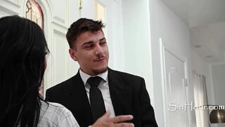 Slippery celebration massage turned sex with tattooed hairless pussy oiled for cunilingus and muff diving