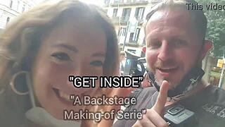 Behind scenes anal pushes limits with piss milk puke