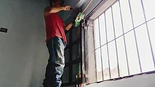 This busty boss is deepthroating and fucking her old employee, dripping cum