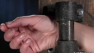 brunette tied up fucked with dildo until squirting