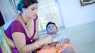 Desi Indian Big Boobs Step Mom Teaches Stepson to Fuck with Hindi Audio!