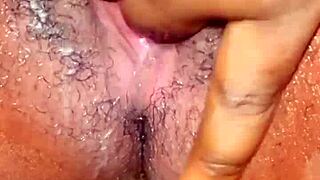 wet pussy masturbation with juicy teen ebony babe outdoors