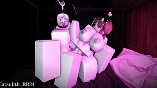 having rough sex with a follower, including blowjob and handjob on big tits