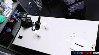 Watch the teen shoplifter suck his cock deep!