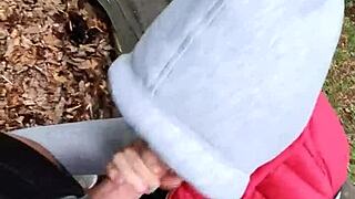 risky clothed quickie with teen brunette pov