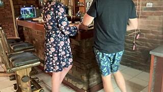 Hot milf upskirt fuck with blonde boss and amateurs