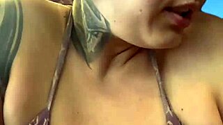 Training in bikini at the gym, sweat dripping, got horny!