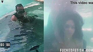 Couple submits with oral and vibrator underwater