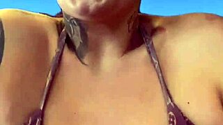 Training in bikini at the gym, sweat dripping, got horny!