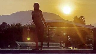 monika fox performs blowjob and rimming in pool sunset