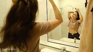 kristina’s morning routine unfolds with a steamy shower and barefoot kitchen moments.