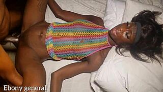 please dont go too deep, skinny ebony girl begs muscular bodybuilder