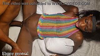 please dont go too deep, skinny ebony girl begs muscular bodybuilder