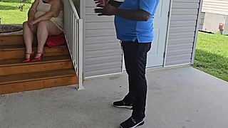 Neighbor's lost dog leads to massive creampie welcome