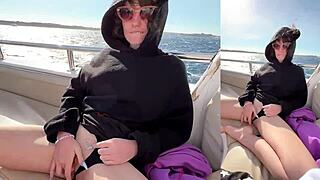 I kissed my skinny girlfriend with tight pussy on yacht, enjoying creamy homemade pleasures