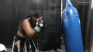 Male vs female mixed boxing spar with fiesty feminista.