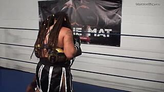 Male vs female mixed boxing spar with fiesty feminista.