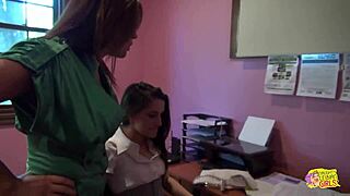 Bossy brunette: 'Discipline lazy employee with muff diving and tribbing.'