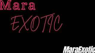 pov thick thighs ebony babe enjoying solo time with homemade video on red - mara exotic.