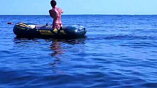 On boat in bikini, mature amateurs enjoy erotic outdoor fun?