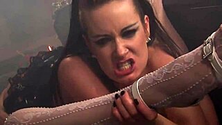 Fiona deep throats a big black cock in heels and lingerie