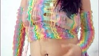 Opening Her Pussy and Inserting a Pink Dildo She Shows Her Wet Pussy