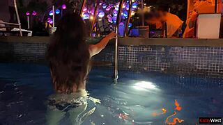 Pool girl brings stranger to orgasm in three minutes with blowjob in hotel room.