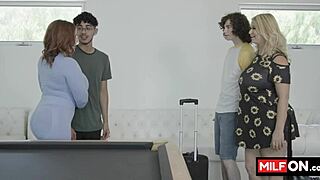 London River and Natasha Nice suck big dicks and fuck two boys