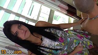 Feisty Shemale Fucks Guy Bareback!