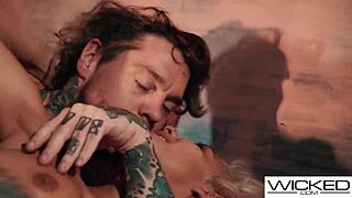 Super hot blonde model strips for photos and gets fucked