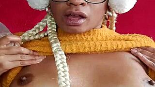 latina slut swallows dildo in solo play