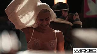 Super hot blonde model strips for photos and gets fucked