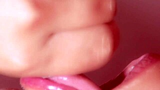 young stepmom gives close up blowjob to her son in law