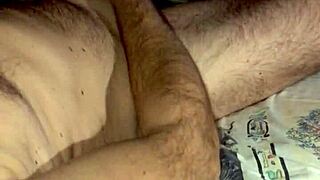 Nighttime cock jerking turns into a wild cum-swapping session!