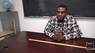 Slutty skater Kasie Castle in skirt takes Majors massive black cock deepthroat.