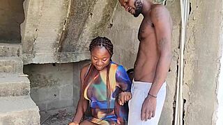 me fucking my pretty neighbor outside with deepthroat and creampie