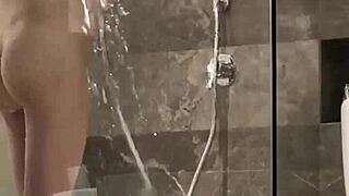 i'm bathing in the shower, fetish for my small tits and legs