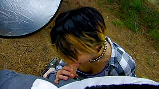 Intense Blowjob In Nature With Mother-In-Law Deepthroat Action