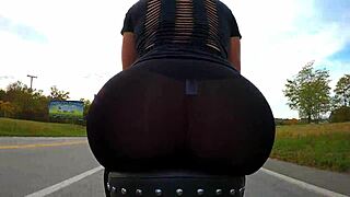 Wife flashes big ass on motorcycle GoPro ride