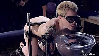 Blonde in doggy bondage gets caned hard!