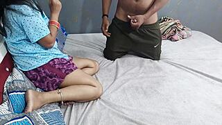 Waking up to romantic morning sex with my cute housewife in a real homemade video.