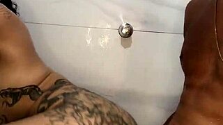 Hey, that bathroom quickie with the tattooed brunette and her big ass ended with cum all over her face!
