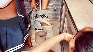 Hot desi teen seduces roommate for threesome in dorm