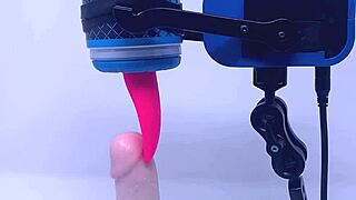 Rubjoy using some fleshlights on a stunt cock - even a vibrating tongue