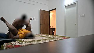 maid gives blowjob and gets hard fucked while cleaning the room