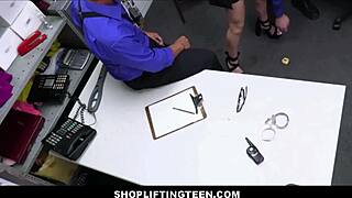 Shoplifting Teen Threesome With Guards For Freedom