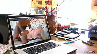 Cuckold watches wife deepthroat black cock